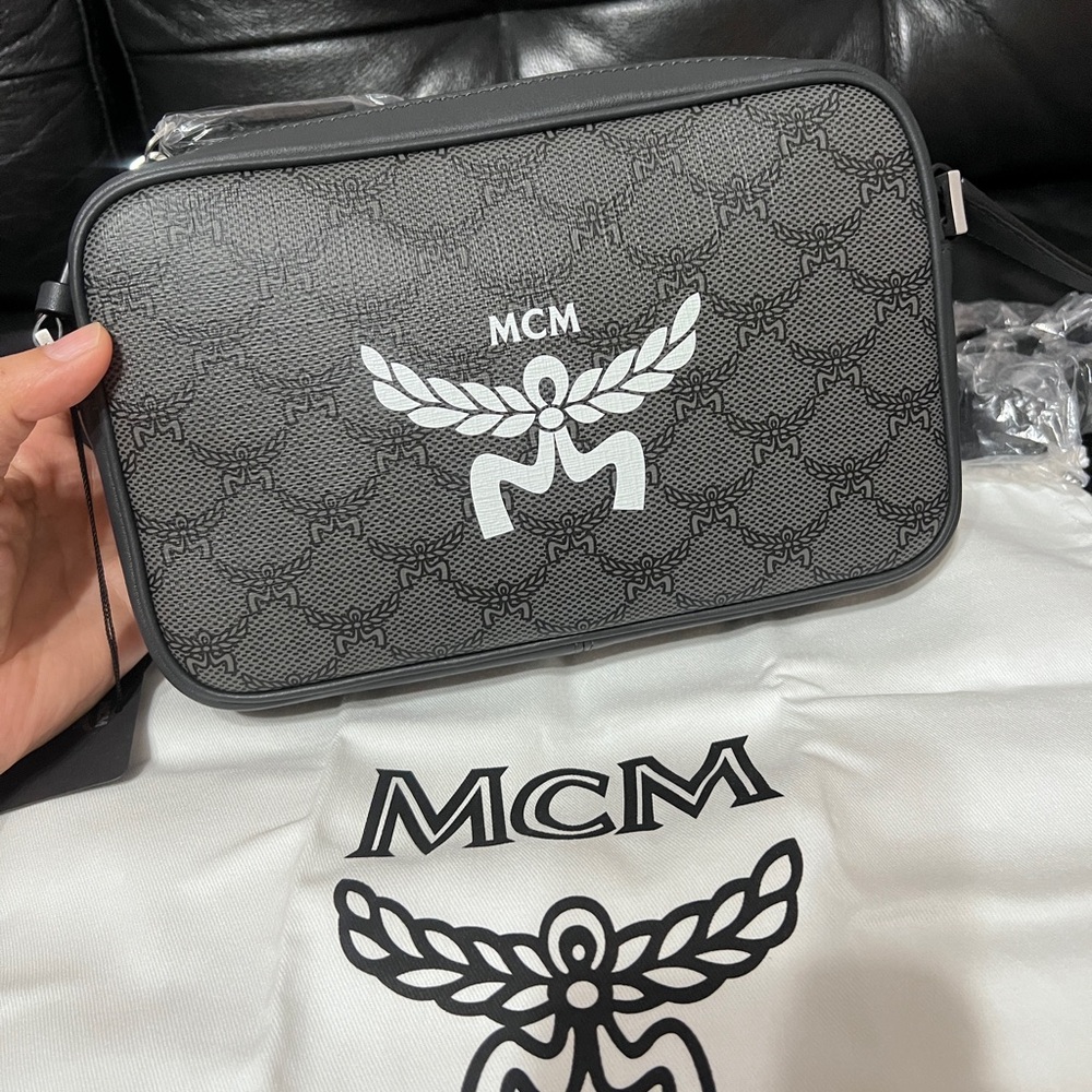 MCM Lauretos Small Coated Canvas Crossbody Bag